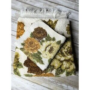 Vintage Bath Towel And Washcloth Set Floral Boho Cottagecore Home Decor Cannon